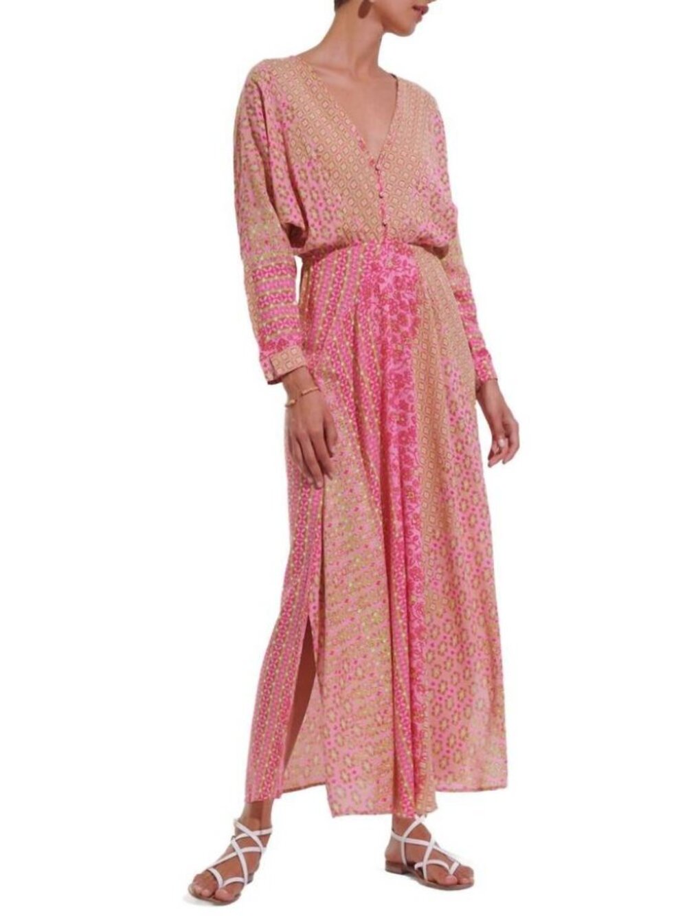 NWT POUPETTE ST BARTH long dress ilona in pink verti batik Size S
